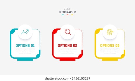 Three Step Infographic label design Vector template with line icons. process steps diagram, presentations, workflow layout, banner, flow chart, info graph vector illustration.