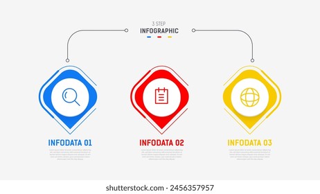 Three Step Infographic label design Vector template with line icons. process steps diagram, presentations, workflow layout, banner, flow chart, info graph vector illustration.
