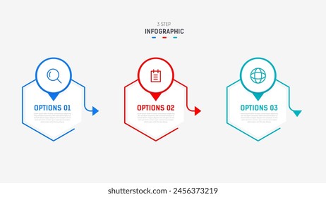 Three Step Infographic label design Vector template with line icons. process steps diagram, presentations, workflow layout, banner, flow chart, info graph vector illustration.