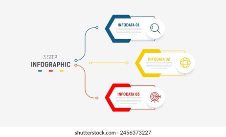 Three Step Infographic label design Vector template with line icons. process steps diagram, presentations, workflow layout, banner, flow chart, info graph vector illustration.