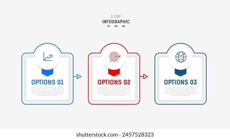 Three Step Infographic label design Vector template with line icons. process steps diagram, presentations, workflow layout, banner, flow chart, info graph vector illustration.