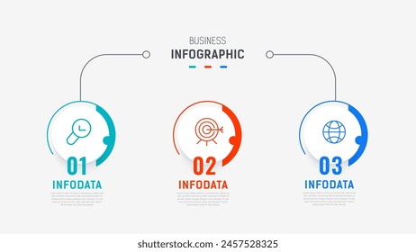 Three Step Infographic label design Vector template with line icons. process steps diagram, presentations, workflow layout, banner, flow chart, info graph vector illustration.