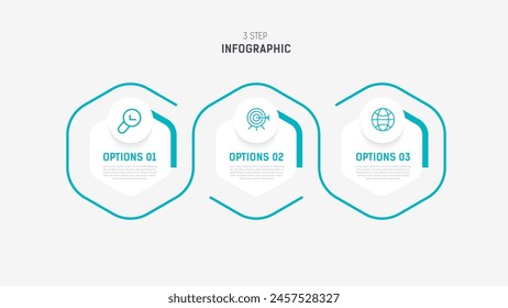 Three Step Infographic label design Vector template with line icons. process steps diagram, presentations, workflow layout, banner, flow chart, info graph vector illustration.