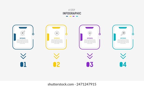 Plantilla de Vector de diseño de etiquetas de infografía de tres pasos con íconos de línea. diagrama de pasos de proceso, presentaciones, diseño de flujo de trabajo, Anuncio, diagrama de flujo, Ilustración vectorial de infografía.