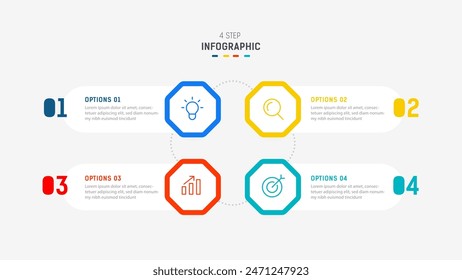 Plantilla de Vector de diseño de etiquetas de infografía de tres pasos con íconos de línea. diagrama de pasos de proceso, presentaciones, diseño de flujo de trabajo, Anuncio, diagrama de flujo, Ilustración vectorial de infografía.