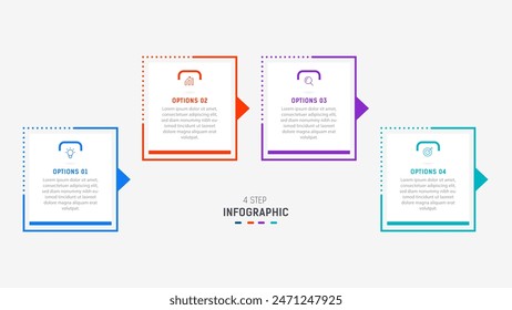 Plantilla de Vector de diseño de etiquetas de infografía de tres pasos con íconos de línea. diagrama de pasos de proceso, presentaciones, diseño de flujo de trabajo, Anuncio, diagrama de flujo, Ilustración vectorial de infografía.