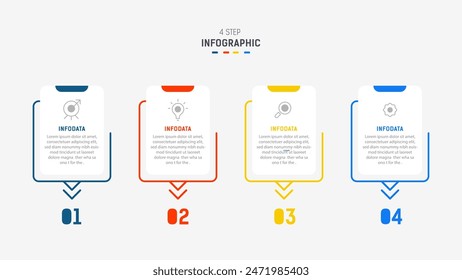 Plantilla de Vector de diseño de etiquetas de infografía de tres pasos con íconos de línea. diagrama de pasos de proceso, presentaciones, diseño de flujo de trabajo, Anuncio, diagrama de flujo, Ilustración vectorial de infografía.