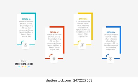 Plantilla de Vector de diseño de etiquetas de infografía de tres pasos con íconos de línea. diagrama de pasos de proceso, presentaciones, diseño de flujo de trabajo, Anuncio, diagrama de flujo, Ilustración vectorial de infografía.