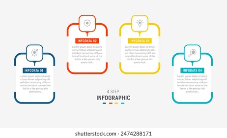 Plantilla de Vector de diseño de etiquetas de infografía de tres pasos con íconos de línea. diagrama de pasos de proceso, presentaciones, diseño de flujo de trabajo, Anuncio, diagrama de flujo, Ilustración vectorial de infografía.