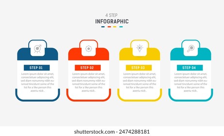 Plantilla de Vector de diseño de etiquetas de infografía de tres pasos con íconos de línea. diagrama de pasos de proceso, presentaciones, diseño de flujo de trabajo, Anuncio, diagrama de flujo, Ilustración vectorial de infografía.