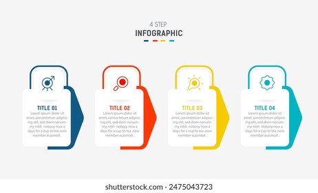 Plantilla de Vector de diseño de etiquetas de infografía de tres pasos con íconos de línea. diagrama de pasos de proceso, presentaciones, diseño de flujo de trabajo, Anuncio, diagrama de flujo, Ilustración vectorial de infografía.