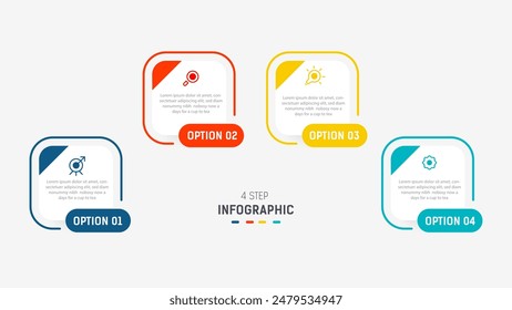 Three Step Infographic label design Vector template with line icons. process steps diagram, presentations, workflow layout, banner, flow chart, info graph vector illustration.