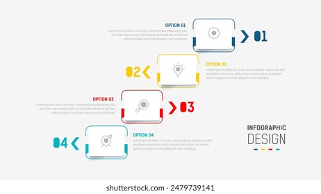 Plantilla de Vector de diseño de etiquetas de infografía de tres pasos con íconos de línea. diagrama de pasos de proceso, presentaciones, diseño de flujo de trabajo, Anuncio, diagrama de flujo, Ilustración vectorial de infografía.