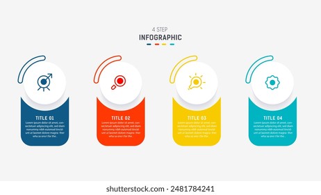 Plantilla de Vector de diseño de etiquetas de infografía de tres pasos con íconos de línea. diagrama de pasos de proceso, presentaciones, diseño de flujo de trabajo, Anuncio, diagrama de flujo, Ilustración vectorial de infografía.