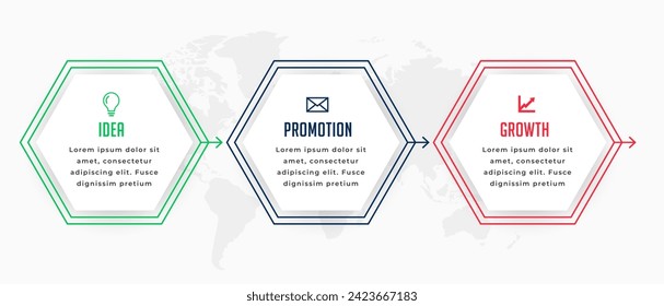 three step infographic option chart template for data visualization vector