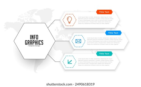 three step infographic process flowchart template for data visualization vector