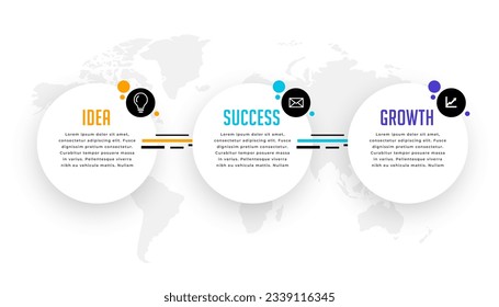 plantilla de diagrama de secuencia infográfica de tres pasos para vector de marketing empresarial