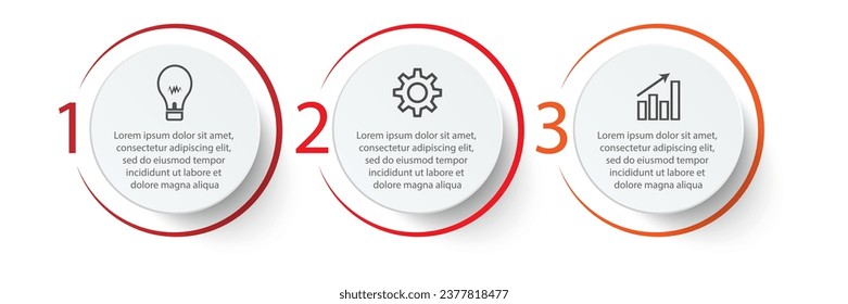 Three step infographic, simple design, lines, colors, icons, 3 parts, suitable for your business presentation