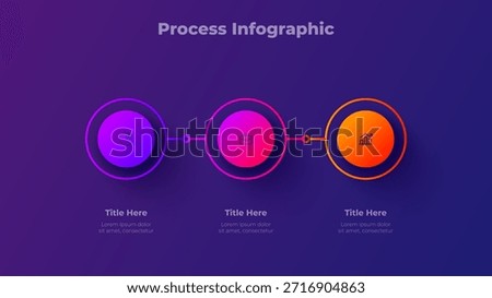Three Step Infographic Template. 3 Steps Circular Gradient Diagram for Presentation and Workflow.