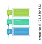 Three Step Infographic Vertical Vector Template for Business Presentations