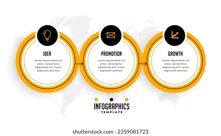 three step infographic web chart banner for business visualization vector