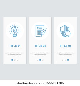 Three step intellectual property infographic concept with pictogram icons. Author protection banners.