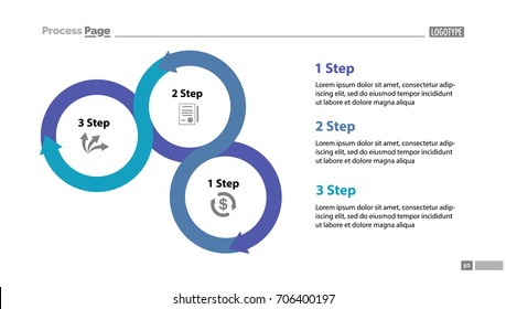 Three step process chart slide template