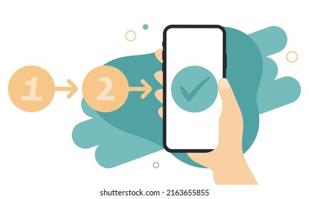 Three step process infographic. Easy to use, mobile app concept vector illustration flat design