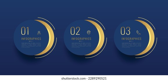 three step process sequence template for business marketing vector
