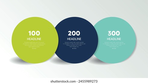 Three step template for presentation. 3 steps options, elements, infographic.