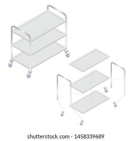 Three Step Trolley Stainless Steel