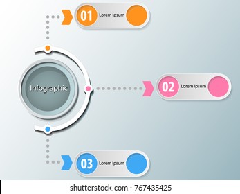 Three Steps 3D Paper Art Style Infographics - Can Illustrate an Idea Strategy Workflow Roadmap