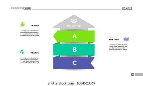 Three steps arrow graph slide template. Business data. Chart, diagram, design. Creative concept for layout, report. Can be used for topics like success, development, growth