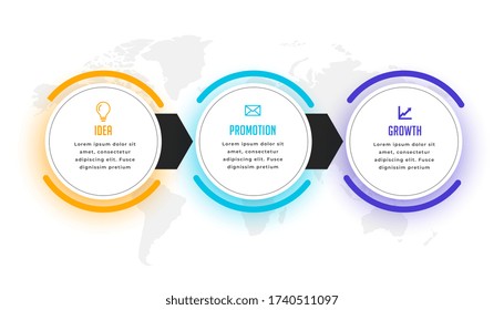 diseño de plantillas de visualización de infografía empresarial de tres pasos