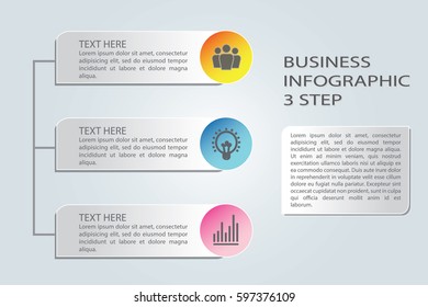 Three steps business infographics.