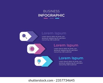 Tres pasos del vector de la plantilla de infografías de negocios.