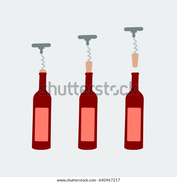 Three Steps Cartoon Open Red Wine Stock Vector Royalty Free