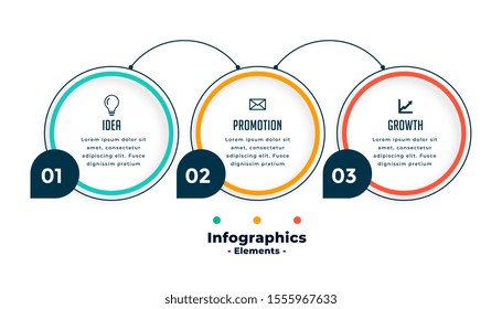 three steps circle line infographics template design