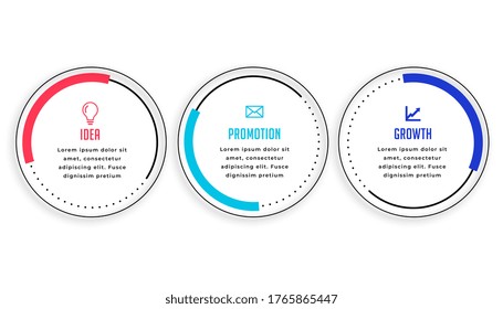 three steps circular infographic template modern design 