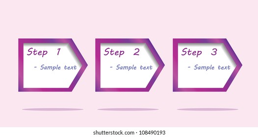 Three steps diagram, vector illustration