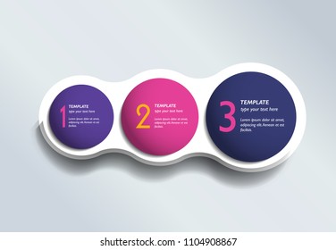 Three steps elements bubble chart, scheme, diagram. Infographic template.