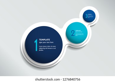 Three steps elements bubble chart, scheme, diagram, template. Infographic template.