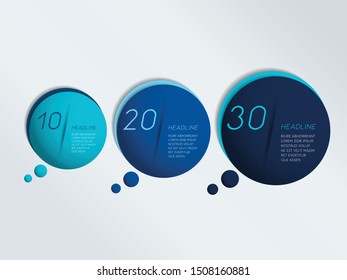 Three steps elements bubble chart, scheme, diagram. Infographic template.