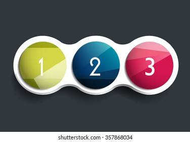 Three steps elements bubble chart, scheme, diagram, template. Infographic template.