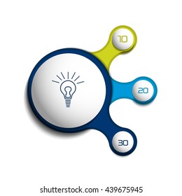 Three steps elements bubble chart, scheme, diagram. Infographic template.