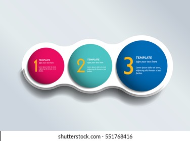 Three steps elements bubble chart, scheme, diagram. Infographic template.