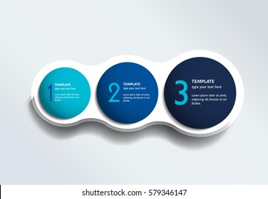 Three steps elements bubble chart, scheme, diagram. Infographic template.