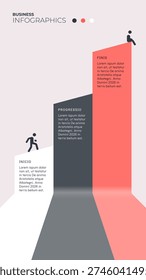Three steps to the goal. Vertical format infographic template