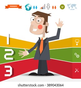 Three Steps Infographic Layout with Business Man