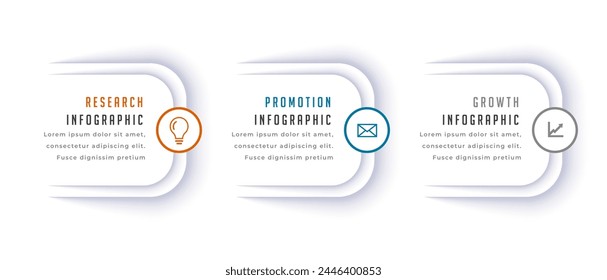 three steps infographic success chart banner for business presentation vector